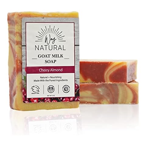 Way Natural Goat Milk Soap - 3 Premium Cherry Almond Soap Bars Cover