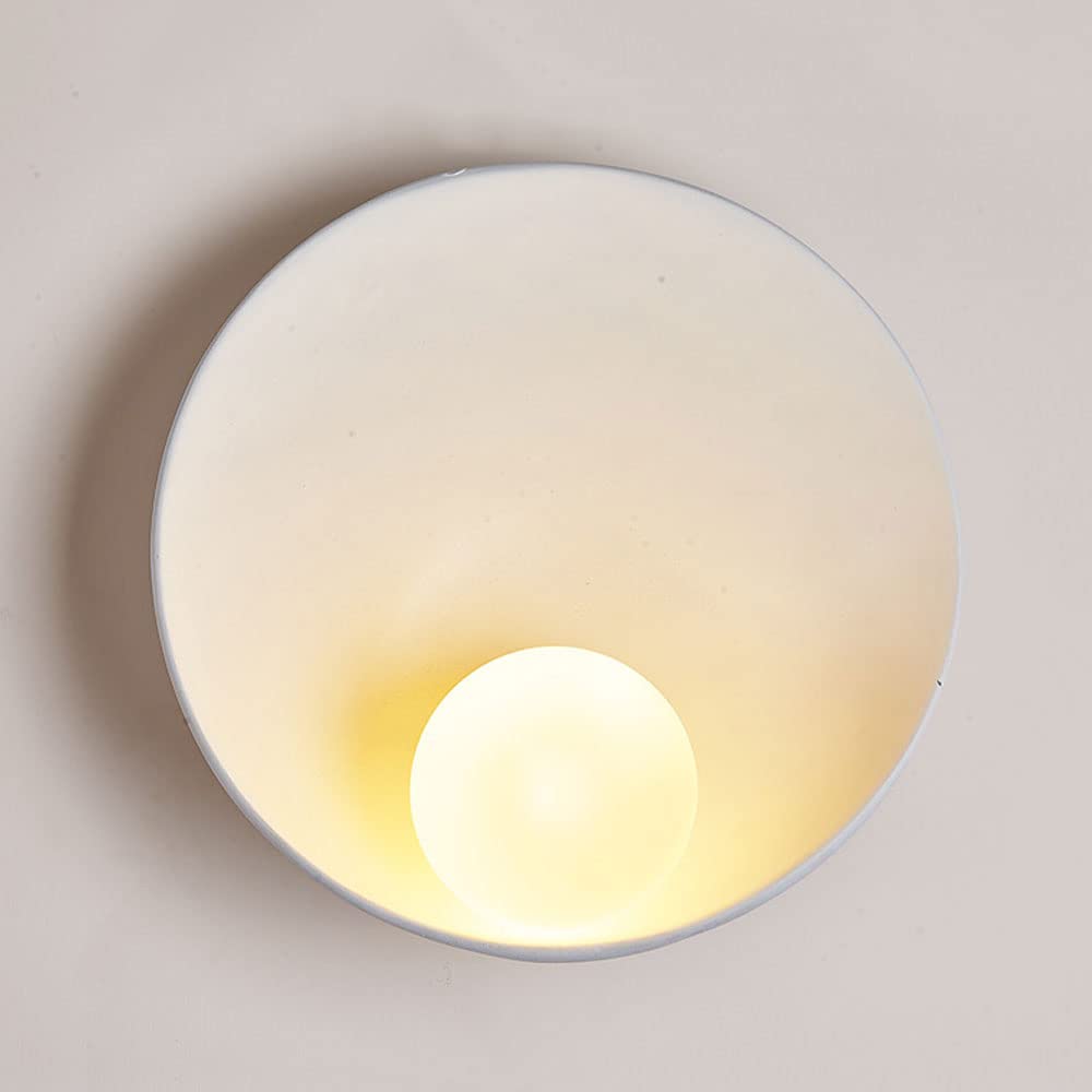 SXSCARKX 9.1in Bedside and Corridor Decoration Wall Mount Light Fixtures Log/White Round Interior Sconces Rust Proof Durable Resin Material Glass Lampshade lamp Living Room