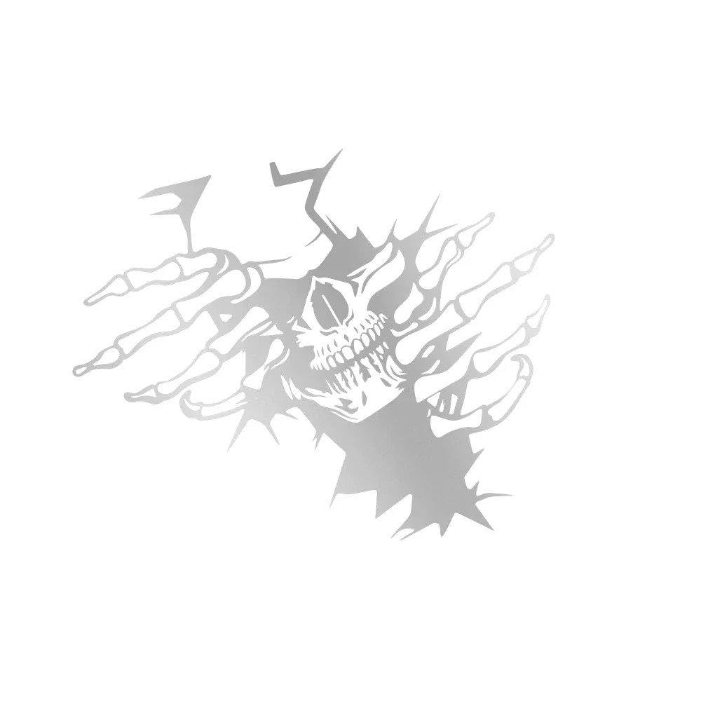 Skull Totem Car Engine Hood Sticker Vinyl Decal Self-Adhesive Automobile Body DIY Decoration(Matt Silver)