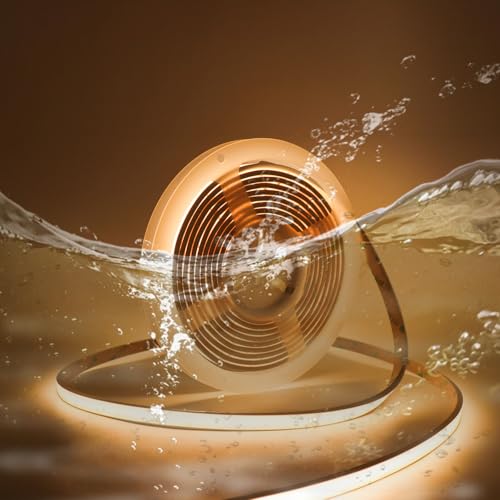 Image of Free Cuttable COB LED Neon Strip Light Waterproof IP68, 12V 16.4ft 3000K Silicone Flexible DIY LED Tape Light for Outdoor Bathroom Swimming Pool Decoration (Without Power Supply)