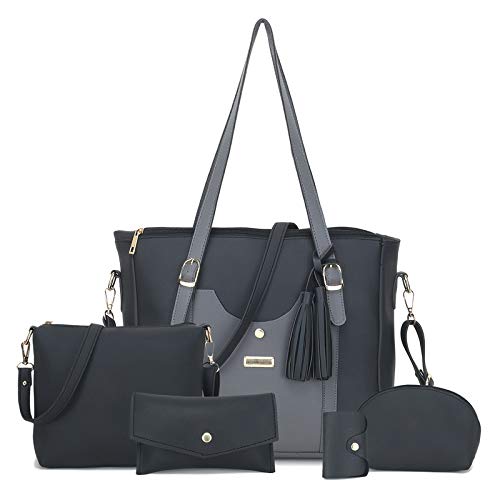 Dixon Womens Shoulder/Crossbody bag - Set of 5 ( Black Grey ) (B08JZ68WJ1) Amazon Price History, Amazon Price Tracker