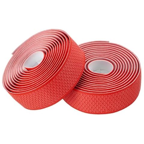 Zenlux Bike Handlebar Tape, Road Cycling Grip Tape，Bike Tape for Handlebars，Bicycle Bar Tape Comes with Pair of Bar End Plugs–2 Rolls per Set (Red) Cover