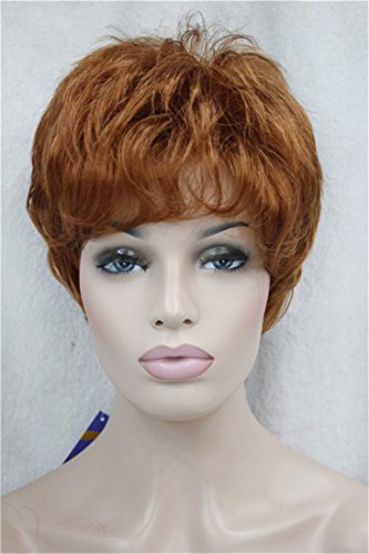 Kalyss Women's Short Curly Wavy Dark Fox Red Color Synthetic Hair Wig for Women
