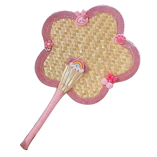 【急上昇人気!】FLYGWIN 麦わら扇子 手回し芭蕉扇 ハンドメイド ストローファン 柔らかい触感 猛暑対策 花火大会・夏祭り・浴衣着用時 蚊よけ 父の日・海外お土産ギフト 和小物 子供用花形デザイン 折りたたみ可能