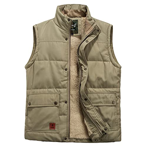 Btmpmcs Chaleco de Forro Polar para Hombre Otoño Invierno Cálido Chaqueta Sin Mangas Chalecos de Trabajo Acolchado con Múltiples Bolsillos Bodywarmers Abrigo a prueba de viento Cover