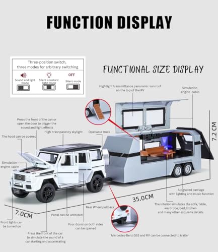 Image of Invite Enterprise 1:32 Marcedees G63 Trailer Diecast Metal Pull Back Car with 6 Openable Doors with Sound and Light Toy Decoration car Best Gift Toys for Kids 【Colors as Per Stock】