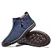 FLYLAND Men's Casual Leather Handmade Shoes Fashion Sneakers Ankle Chukka Boots Lightweight Mid-top Dress Shoes Walking Driving Shoes Blue 8
