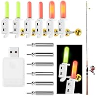 Padwa Lifestyle 6 Stück Bissanzeiger Angeln, Nachtlicht Angeln Alarm Glocke mit 12 Stück Glocken, 6 Wasserdicht Licht Sticks, 6 Batterien, Ladestation - Nachtangeln Biss Alarm für Angelrute