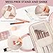 Travel Makeup Bag for Women Fashion Large Capacity Pouch Open Flat Cosmetic Portable Organizer Waterproof Large Opening Storage Toiletry Bags Vertical Free-Standing Brush Holder for Easy Access Pink