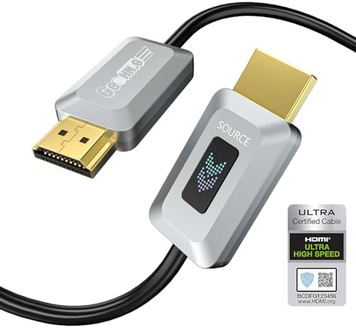 GeoHN.G 8K Fiber Optic HDMI Cable 10M, Certified 48Gbps High-Speed HDMI 2.1 Cable, Support 8K@60Hz 4K@120Hz/144Hz eARC Dolby HDCP 2.2&2.3 HDR10 RTX 3080, Compatible with PS5/TV/Xbox Series X/PC