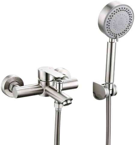 HOMELODY Badewannenarmatur mit Handbrause Gebürstet,Mischbatterie Badewanne Wandmontage