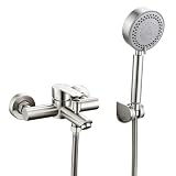 HOMELODY Badewannenarmatur mit Handbrause Gebürstet,Mischbatterie Badewanne Wandmontage