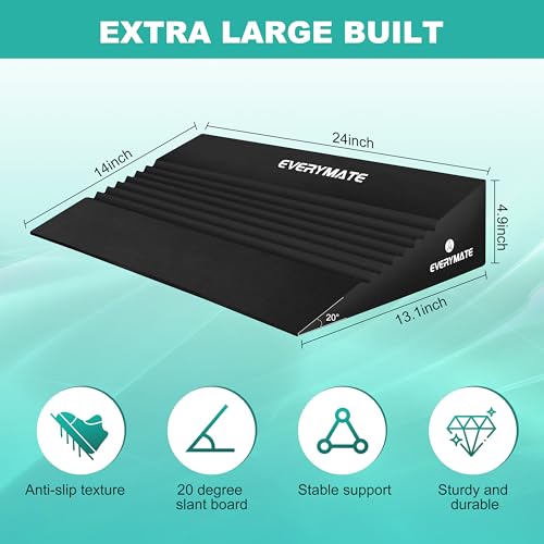 Image of Slant Board Calf Stretcher, Non-Slip Heel Elevated Squat Wedge Block for Weightlifting and Calf Stretching, Knees Over Toes Equipment 1000LB