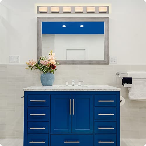 Kira Home Everett 48" Modern 6-Light 60W Integrated Led (360W Eq.) Bathroom/Vanity Light, Rectangular Acrylic Lenses, Energy Efficient, Eco-Friendly, 3000K Warm White Light, Brushed Nickel Finish #TOP3