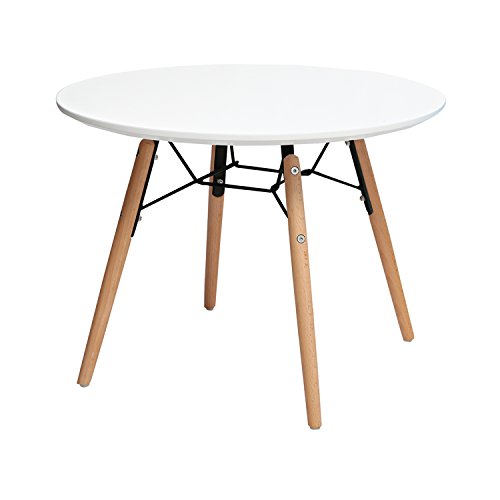2xhome Kids Size White Round Circle Activity Table with Eiffel Dowel Leg