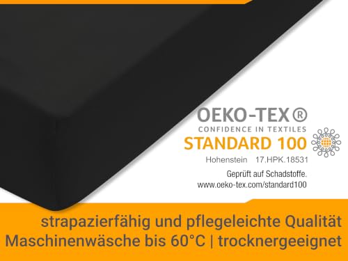 npluseins Jersey Spannbetttuch Baumwolle, 120x200 cm, Schwarz – Ansicht 6