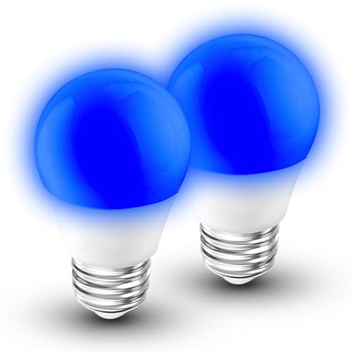 Image of Blue Light Bulb, A15 Blue Christmas Lighting Bulb, 3W 300lm,2 Pack | 25w-40w Equivalent,Blue Colored ED Bulb for Halloween, Party, Holiday Lighting, Home Decoration, Outdoor Porch, Non-Dimmable