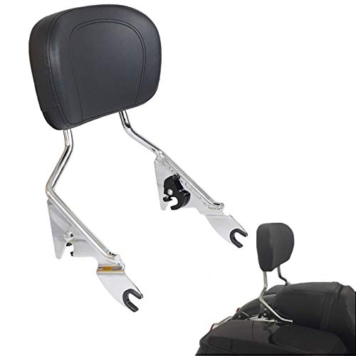 AUFER Detachable Backrest Sissy Bar Upright Passenger Backrest w/Pad For Touring Road King