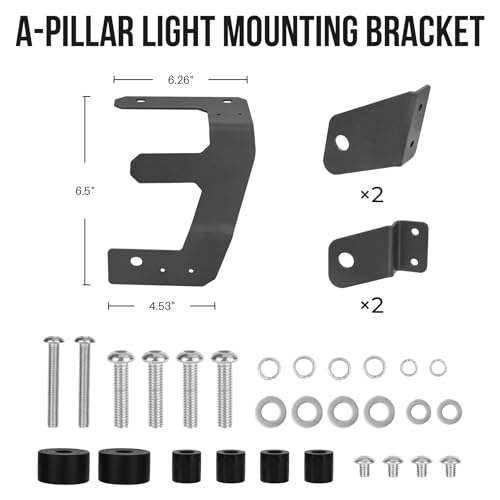Image of A-Pillar Ditch Light Mount Brackets for 2018-2023 Jeep Wrangler JL Gladiator JT Accessories, Dual LED Light Pod Aluminum Brackets, 1 Pair 【Does NOT FIT 4xe / Mojave / Rubicon 392】