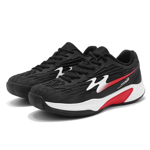 TeeKeeDxl Men's Pickleball Shoes, Tennis & Racquetball Sneakers - All-Court Athletic Shoes with Arch Support & Wide Toe Box (Black,7)