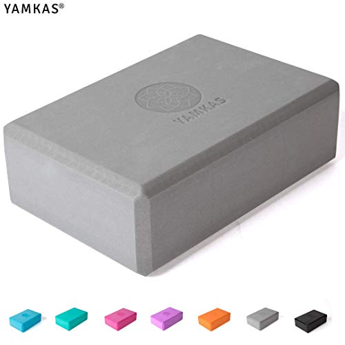 Yamkas Bloque de Yoga | 1 o 2 Piezas | Yoga Block Espuma Eva | Bloques para Ejercicio y Pilates | Ladrillo Yoga | Gris
