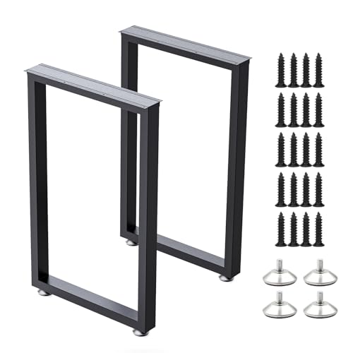 Gumcoly Lot de 2 Pied de Table en Métal, Pied de Bureau Fer, Pied de Meuble, H72cm x W45cm, Pied Table Basse Noir pour Banquette de Bricolage, Tables à...