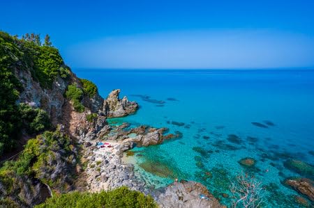 adrium Cuadro de madera de 90 x 60 cm: Marinella Di Zambrone - Playa blanca paradisíaca en Calabria en la hermosa costa cerca de Tropea (240408197)