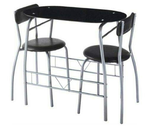 spot on dealz Modern Sturdy Black Tempered Glass Table Top Dining Tables Steel Legs Kitchen Dining Room Essentials