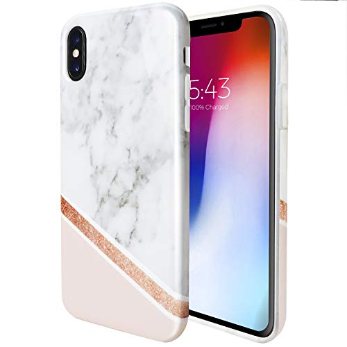 ZUSLAB Coque iPhone XS (2018) Coque iPhone X Marbre, Peau de Gel en Silicone Doux, Anti-Choc, Ultra-Mince, Housse de Protection, Étui Protecteur pour Apple