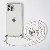 Crossbody Lanyard Phone case iPhone 12 Pro Max,Cute Pattern Clear Design Transparent Hard PC Back+Flexible TPU Frame Anti-Fall and Shockproof Protective Cover with Adjustable Nylon Neck Strap(Clear)