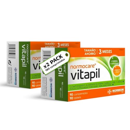 Normocare Vitapil 90 Pack x2. 180 comprimidos en total. Pelo, piel y uñas.