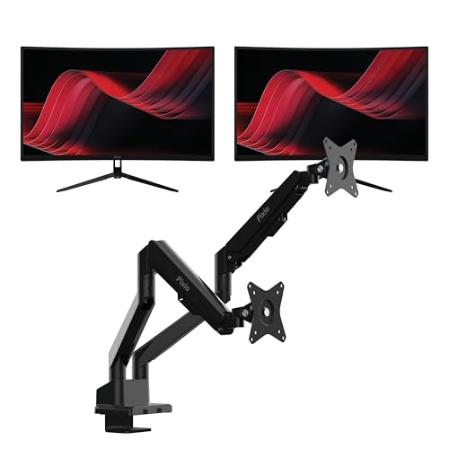 Image of Pixio Two PXC278WAVE 27 inch 180Hz Refresh Rate QHD 1440p Resolution 1650R Curve Fast VA Panel 1ms GTG Response Time HDR Curved Gaming Monitor and PS1D Wave Black Dual Monitor Arm