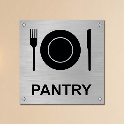 Image of Pantry Sign Board for Office, Restaurant, Hotel, Mall & Commercial Spaces | Durable Wall Mounted Pantry Door Sign | Premium Silver Finish Name Plate Stainless Steel