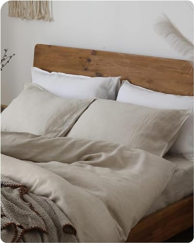 Image of XZ XIFA 100% Washed French Flax Linen Envelope Pillowcases, Pack of 2, Breathable & Durable Farmhouse Bedding (Linen, Standard 20 inchx26 inch)