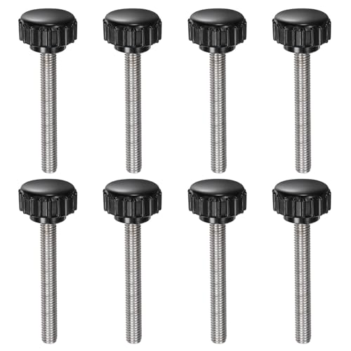 QUARKZMAN 8 Stück Rändelschraube mit Gewinde M5 x 40mm x 18mm Rundkopfschraube Edelstahl 304 Rundgriffbolzen Klemmknöpfe 18mm Handknöpfe Daumenschrauben Spannschraube für Industrie Maschine