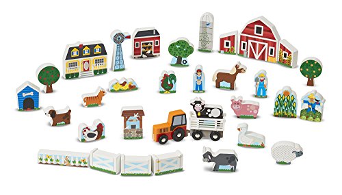 Melissa & Doug Wooden Farm and Tractor Play Set (33 pcs)