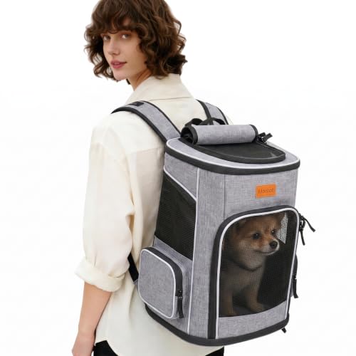 Morpilot Zaino per Cani e Gatti 7kg, Trasportino per Cani Taglia Piccola con Cinturino di Sicurezza Interno, Zaino Gatto per Viaggo e Campeggio Portatile Zaino Cane