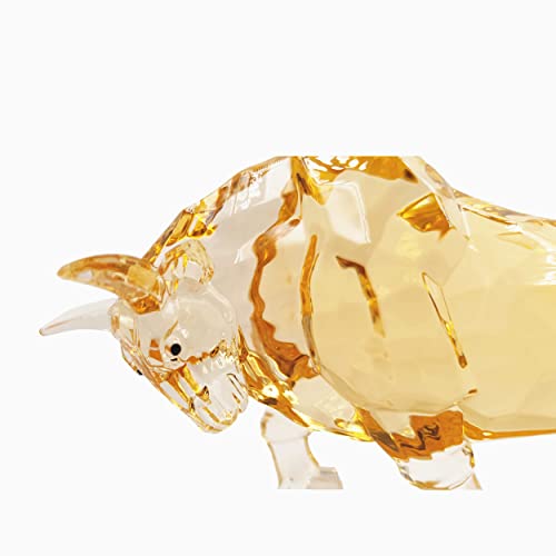 Darmomoon Fengshui Wall Street Bull Statue Acrylic Bull Figurine Sculpture Home Office Desk Decorative Ornament 8.7''L (Amber) #TOP3