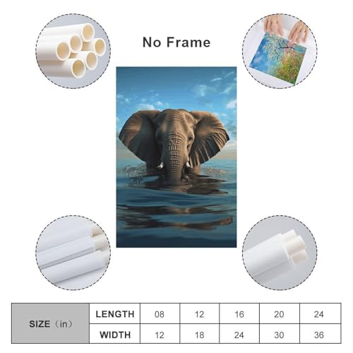 Toile éléphant assis dans l'eau pour une décoration intérieure inspirante - 2