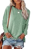 FANGJIN Womens Tops Womens Shirts Shirts for Women Casual Boutique Loose fit Tops Crew Neck Solid Co