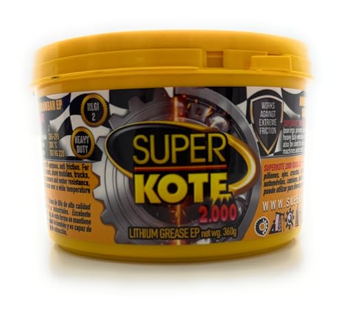 Lithium Grease Superkote 2000 / NLGI 2 / Multipurpose/Lithium/Lubricant/EP/High Temp/Industry/Construction/Automotive/Amber Grease / 360g