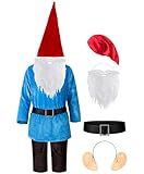 Kids Dwarf Gnome Elf Costume for Boys Fancy Elf Halloween Christmas Cosplay 9-10 Years Blue