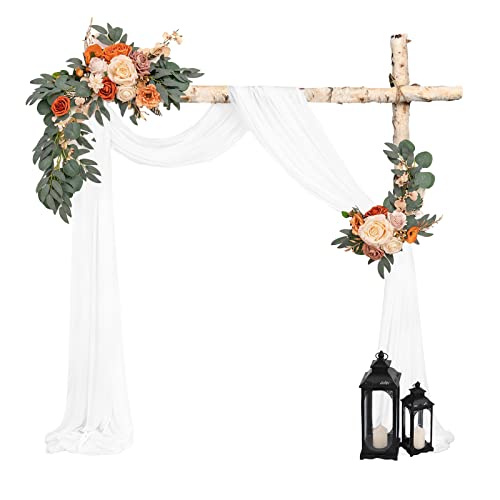 Showgeous Wedding Arch Draping Fabric 4 Panels 20Ft White Chiffon Fabric Sheer Backdrop Curtain For Wedding Ceremony Arch Stage Party Ceiling Swag Decoration #TOP1