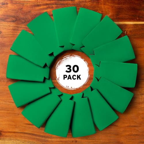 Image of Slim Can Cooler Sleeves (30-Pack) Soft Slim Can Koolie for White Claw Seltzer & Slim Beer - HTV Blanks for Vinyl Projects - Skinny Can Koolies Bulk - Tall Can Coolies for Slim Cans (Kelly Green)