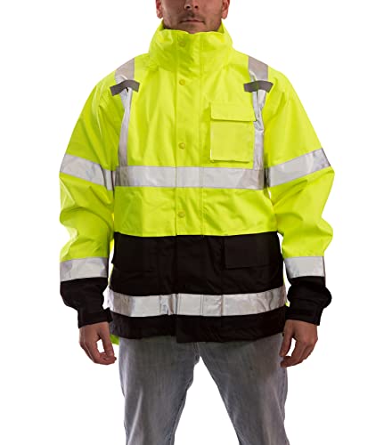 Image of Tingley Icon J24122 High Visibility Jacket With Attached Hood, Small, Fluorescent Yellow-Green /Black