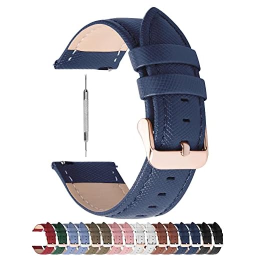 Fullmosa Colores para Correa de Reloj, Cross Piel Correa Huawei Samsung Correa/Banda/Band/Pulsera/Strap de Recambio/Reemplazo 14mm 16mm 18mm 20mm 22mm 24mm,Azul Oscuro 20mm
