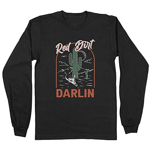 TeesAndTankYou Desert Red Dirt Darlin Long Sleeve Shirt Unisex Medium Black