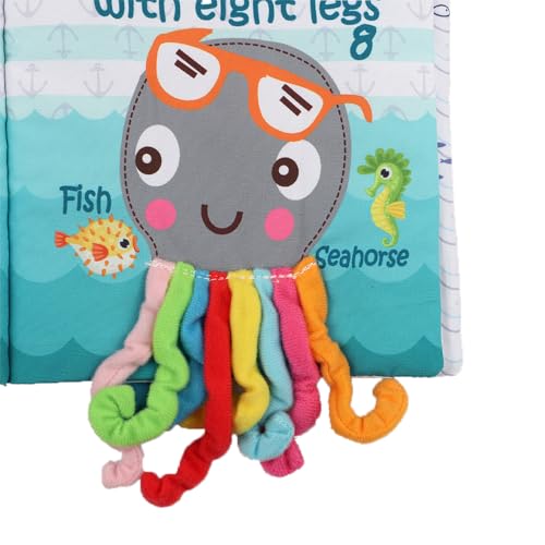 Fish Baby Books Toys, Touch and Feel Crinkle Cloth Books for Babies,Infant, Baby Toys 0-6-12 18 Months, Learning Education Soft Sensory Mirror Toy, Shower Gifts Christmas for Baby Boys Girls-Green