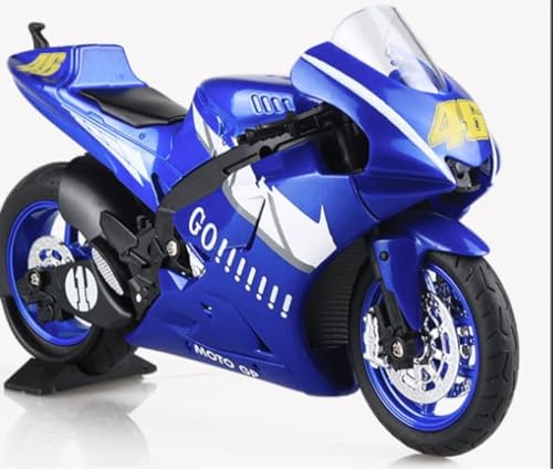 Image of FEXXA Police Motorcycle Toy - Pull Back Motorcycle Toys, Tiny Gift with Music Lighting, Latte Motorcycles Toy for Kids Boys Age 3-8 Year Old [NEW] (1.12 YAHAMA Moto GP Gavin Bike-Blue)