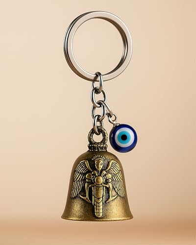 Image of Classic Quirk Evil Eye Hooked Guardian Bell Keychain - Protective Lucky Charm Bell with Clip Hook for Bike, Car, Key & Bag | Spiritual Good Luck Talisman Gift